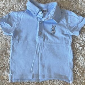 Janie and Jack Light Blue Polo with Bunny Patch